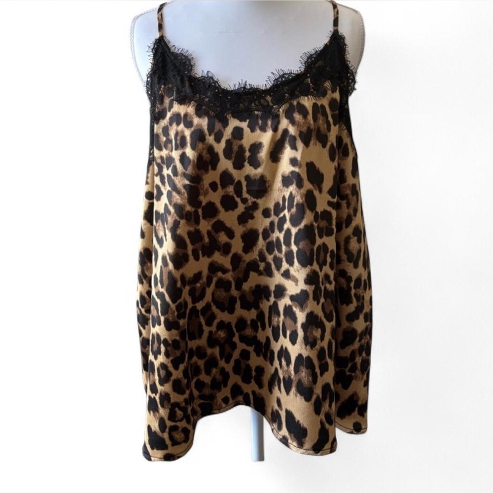 Brown and Black Leopard Print Chemise with Silky Finish